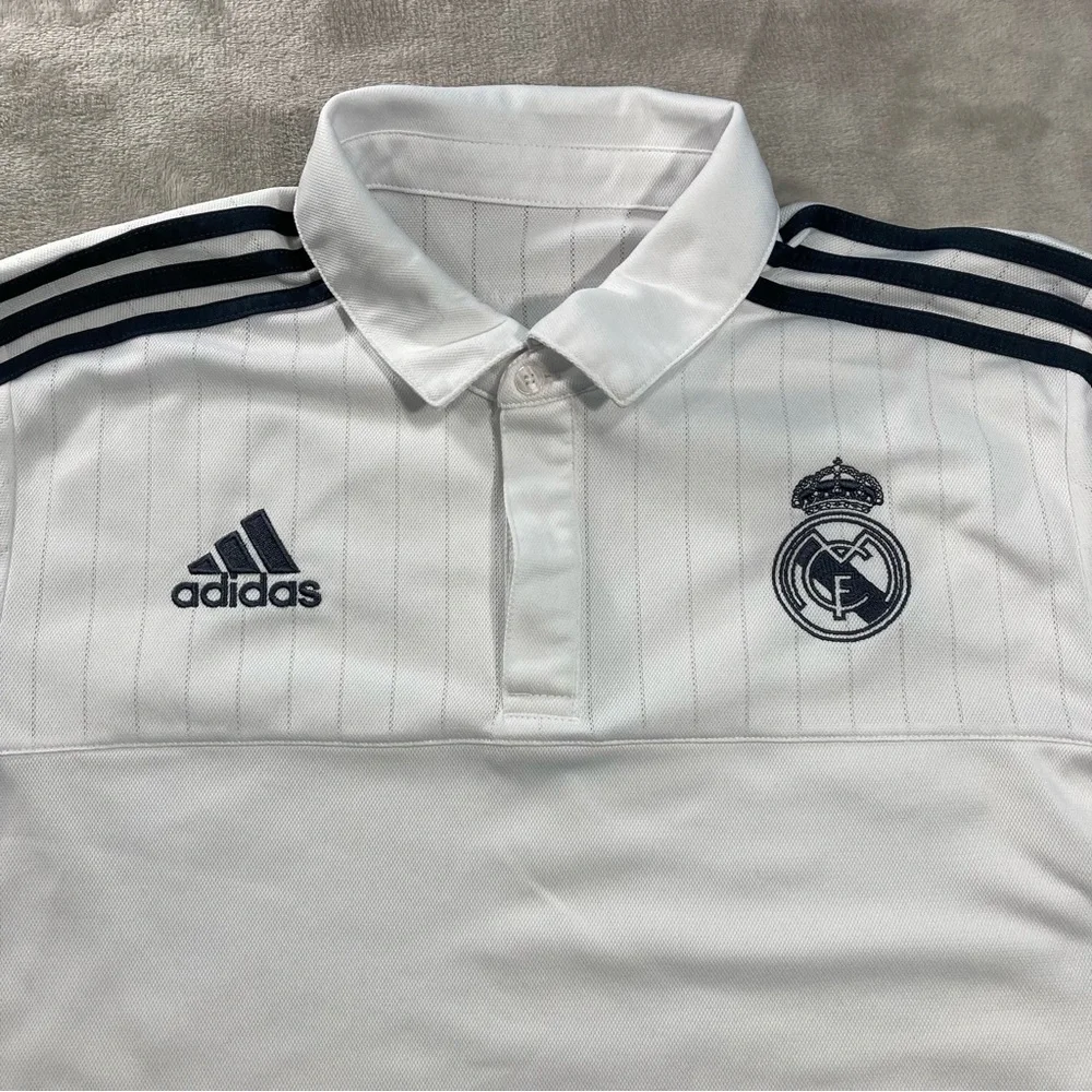 2015/16 Real Madrid Training Jersey Football Polo Shirt White Adidas Sz L S88942 - Picture 3 of 10